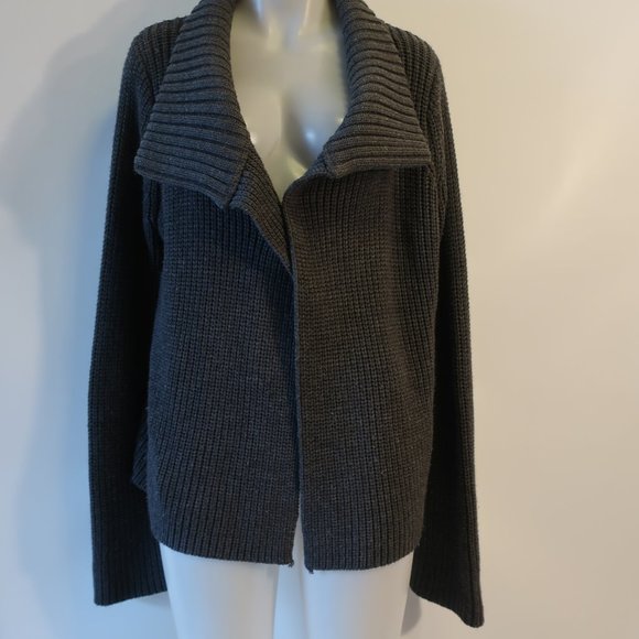 Womens Kookai Gray Knit Open Cardigan Sweater 3/ L* - Picture 4 of 9